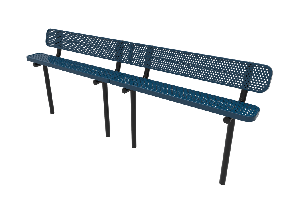 10' - 15' Standard  Bench with Back - Punched Steel - Inground Mount