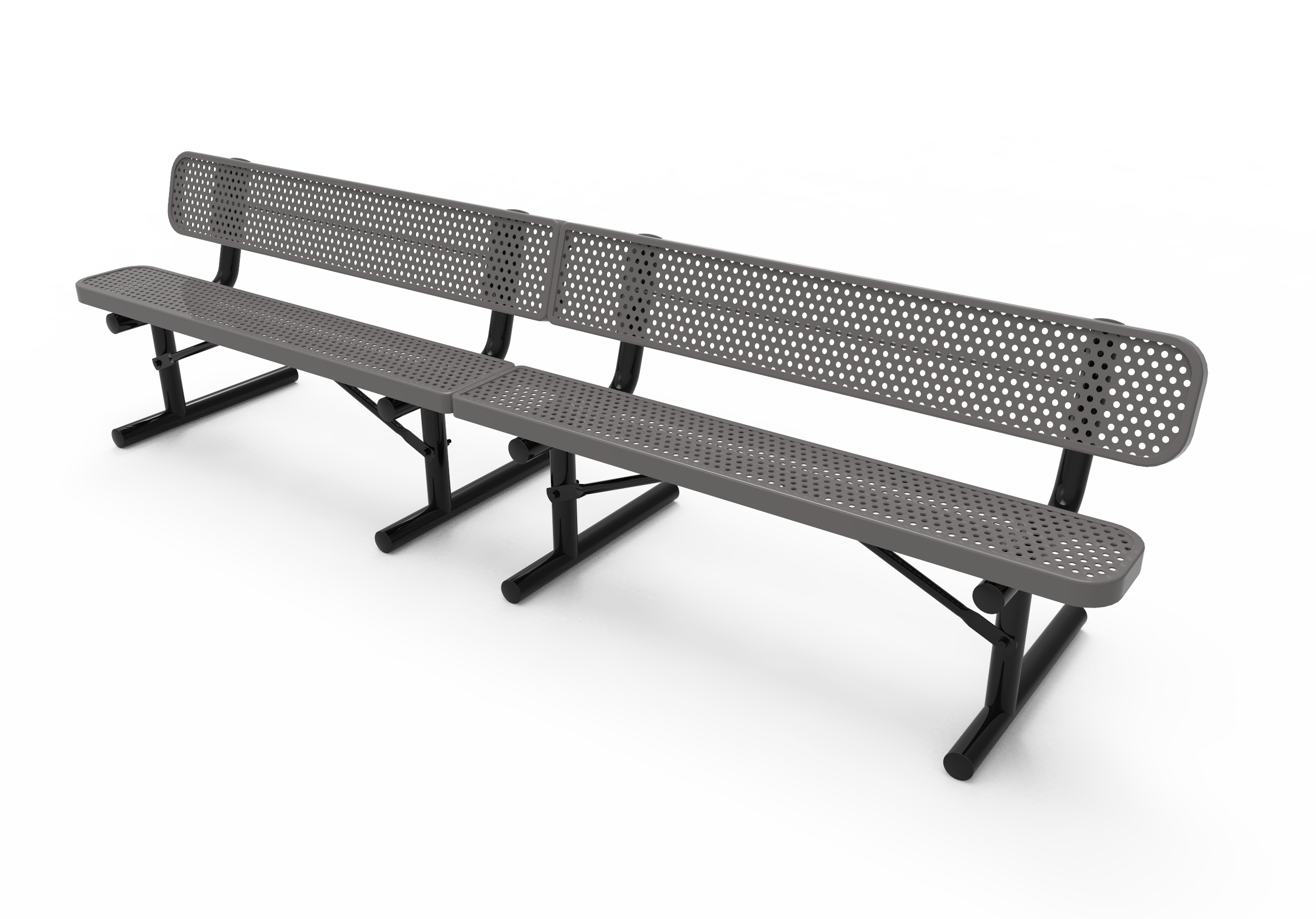 MyTCoat 10' - 15' Standard  Bench with Back - Punched Steel - Portable