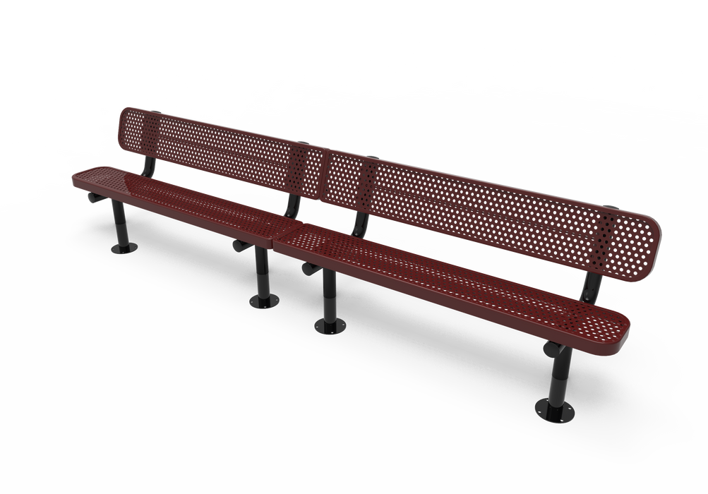 10' - 15' Standard Bench with Back - Punched Steel - Surface Mount