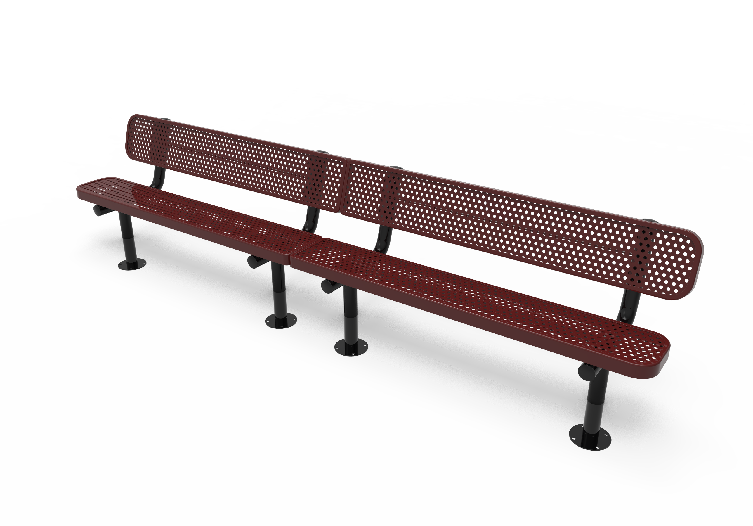 MyTCoat 10' - 15' Standard Bench with Back - Punched Steel - Surface Mount