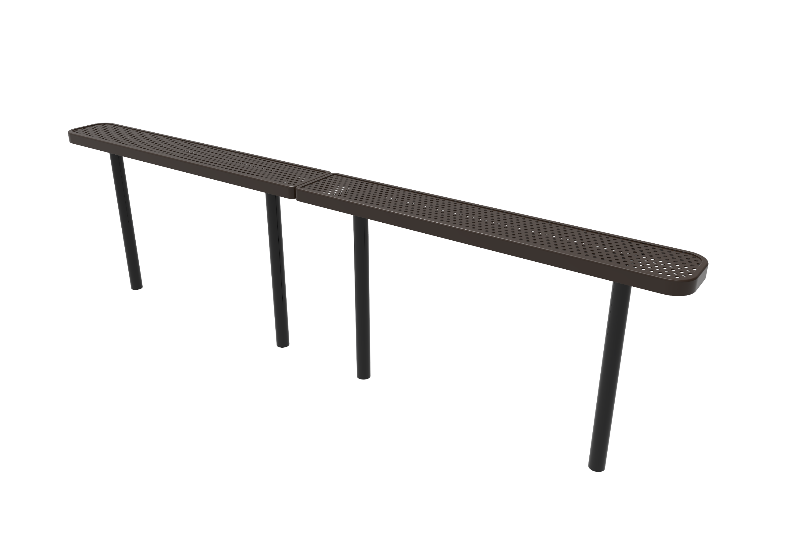 MyTCoat 10' - 15' Standard  Bench without Back - Punched Steel - Inground Mount