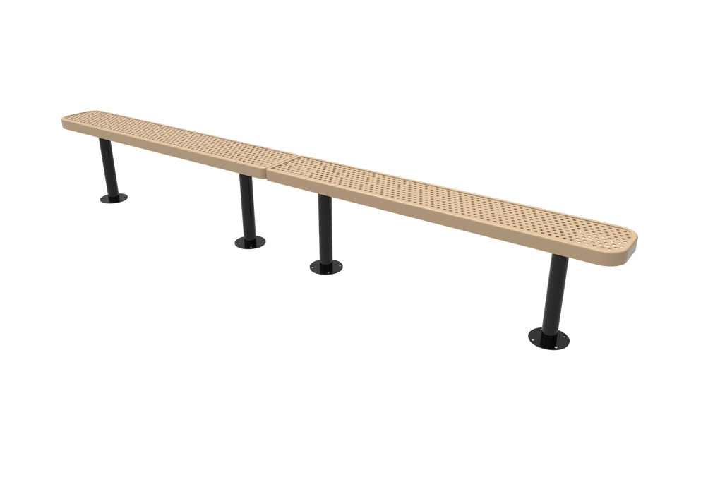 10' - 15' Standard Bench without Back - Punched Steel - Surface Mount