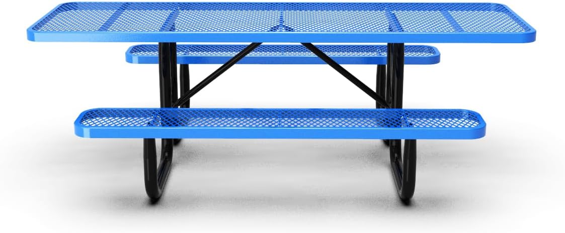 ADA expanded Rectangular Picnic Table, 96" top, 72" seat Blue