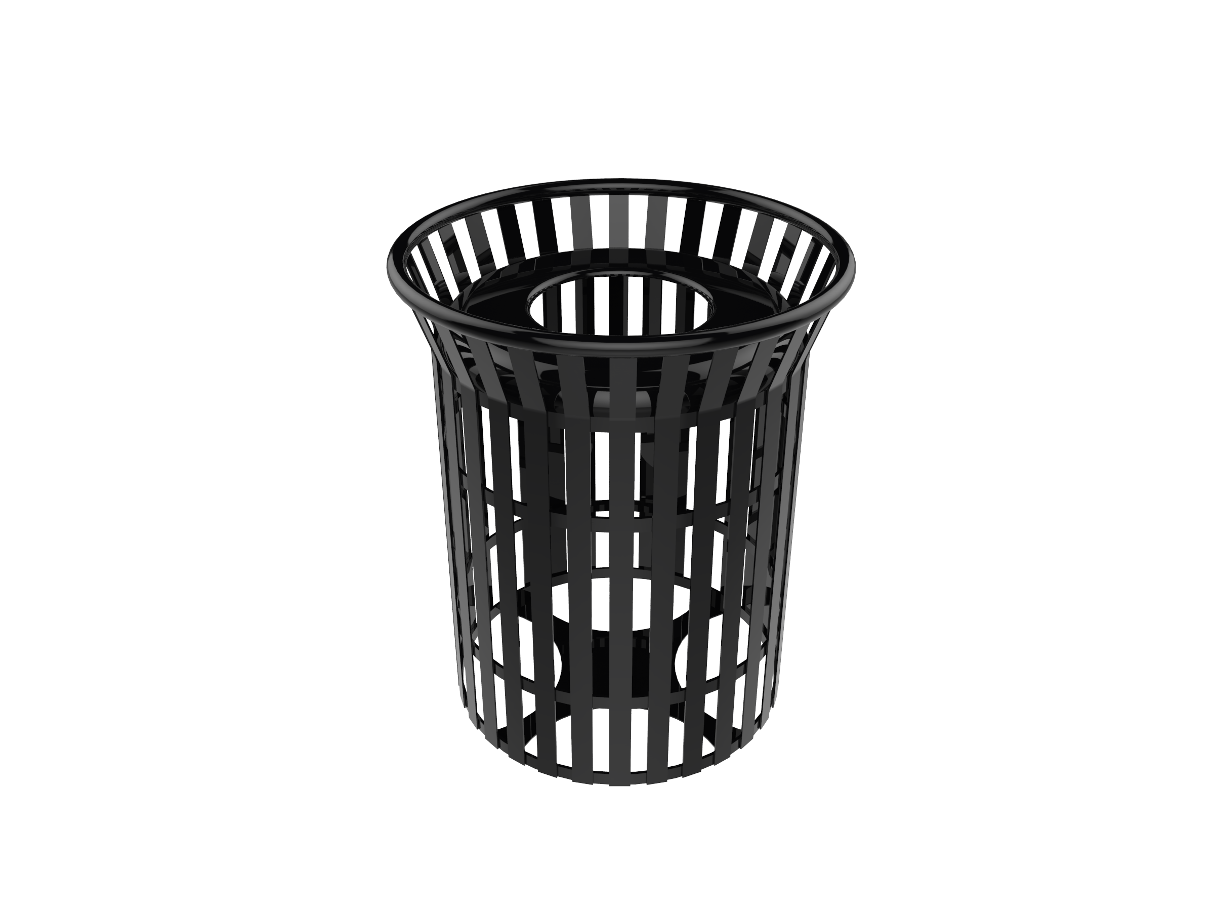 MyTCoat 32 Gallon Skyline Trash Receptacle with Flared Top - Flattop and Liner - Strap Metal