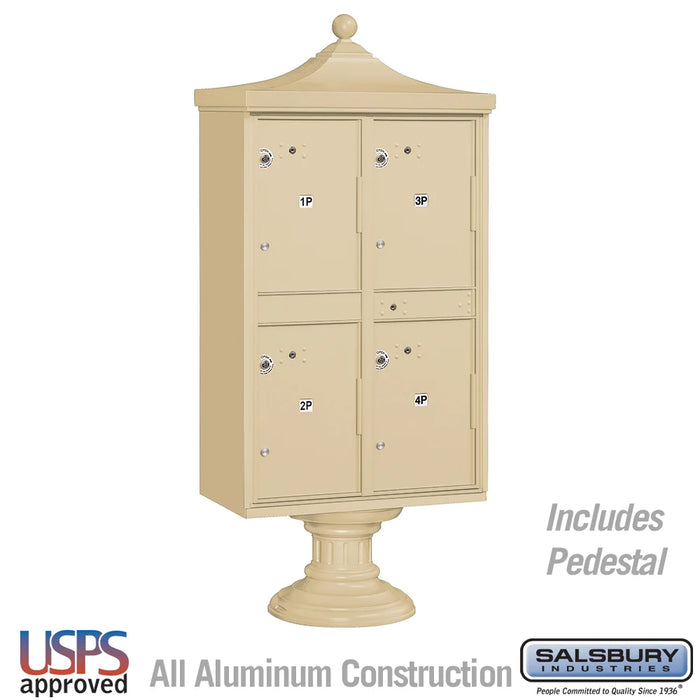 Regency Decorative Outdoor Parcel Locker with 4 Compartments in Sandstone with USPS Access – Type II