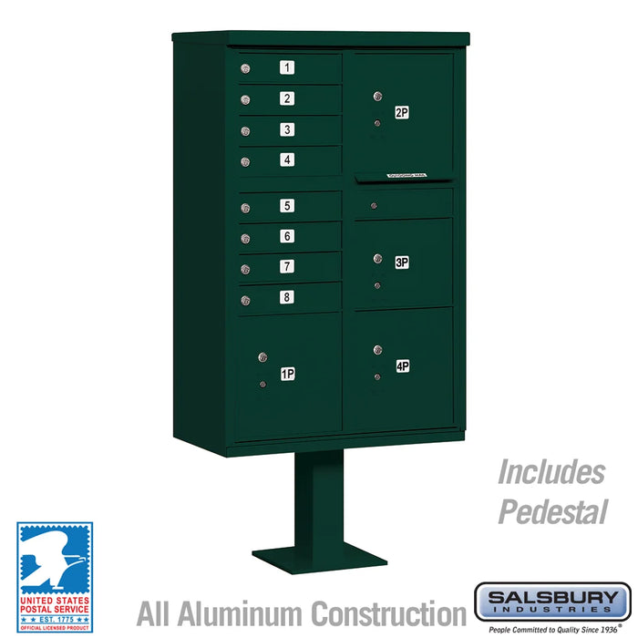 Cluster Mailbox Unit with 8 Doors and 4 Parcel Lockers in Sandstone with USPS Access – Type VI