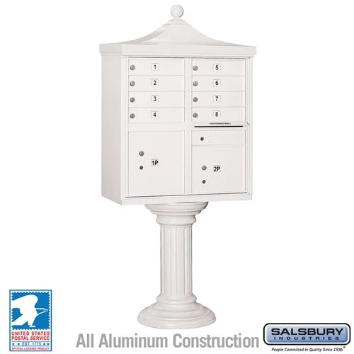 Regency Decorative Cluster Box Unit with 8 Doors and 2 Parcel Lockers in Sandstone with USPS Access – Type I