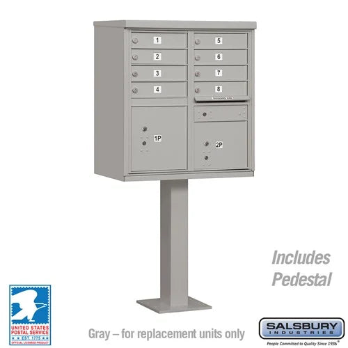Cluster Mailbox Unit with 8 Doors and 2 Parcel Lockers in Sandstone with USPS Access – Type I
