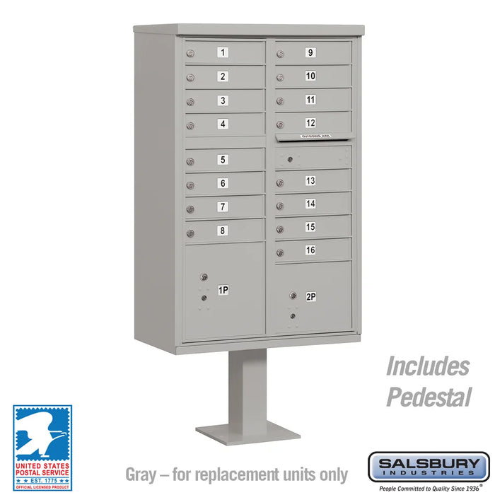 Cluster Mailbox Unit with 16 Doors and 2 Parcel Lockers with USPS Access – Type III