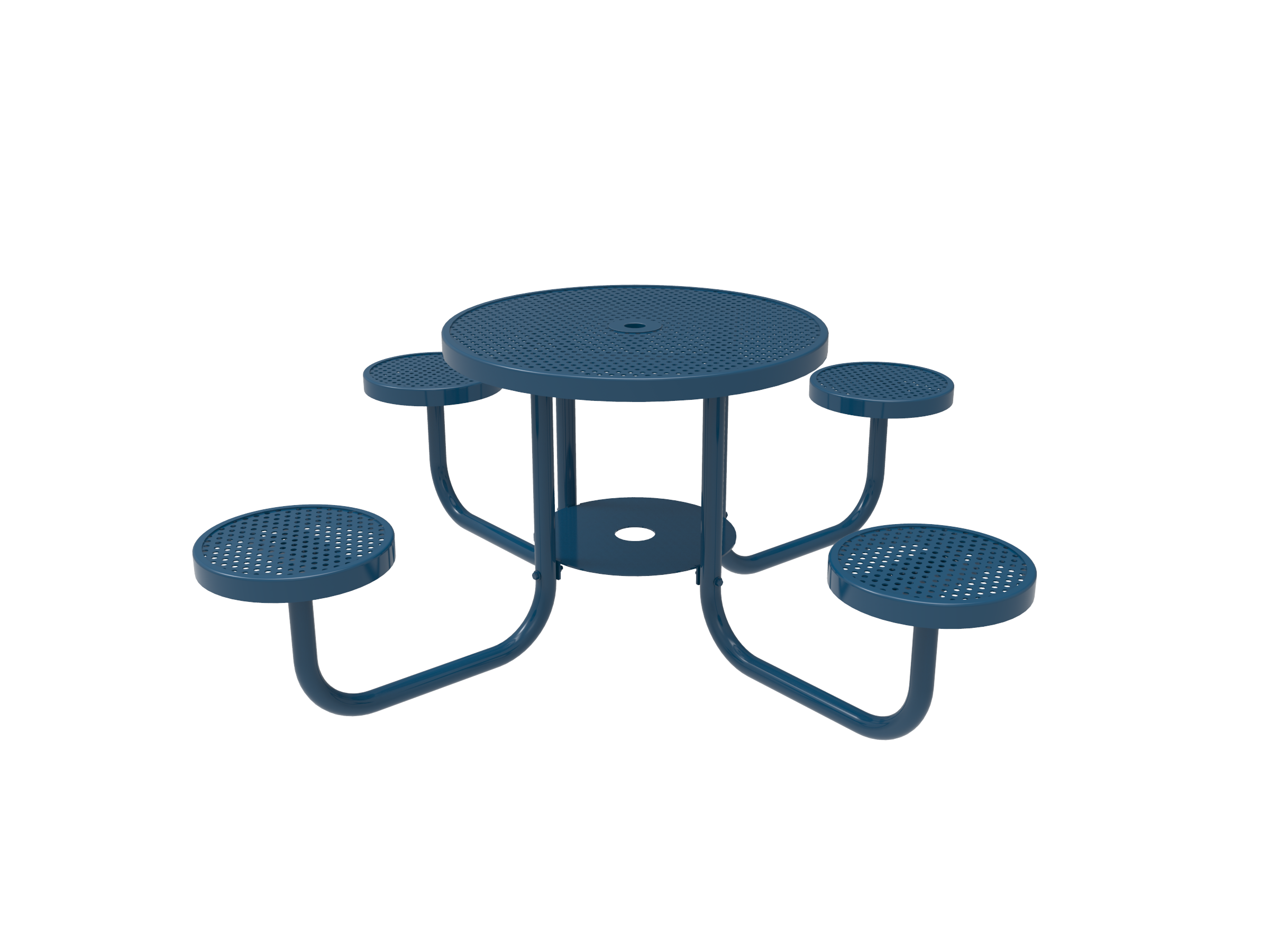 MyTCoat 36” Round Portable Table - 16” Round Seats - 2” Frames - Punched Steel