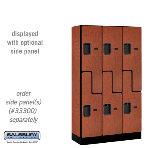 Salsbury 12" Wide Double Tier 'S' Style Designer Wood Locker - 3 Wide - 5 Feet High - 15 Inches Deep