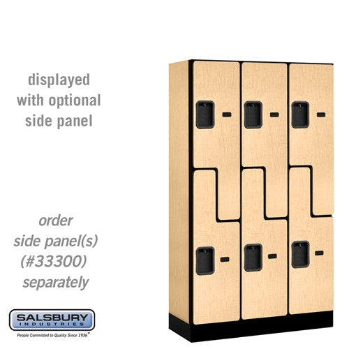 Salsbury 12" Wide Double Tier 'S' Style Designer Wood Locker - 3 Wide - 5 Feet High - 15 Inches Deep