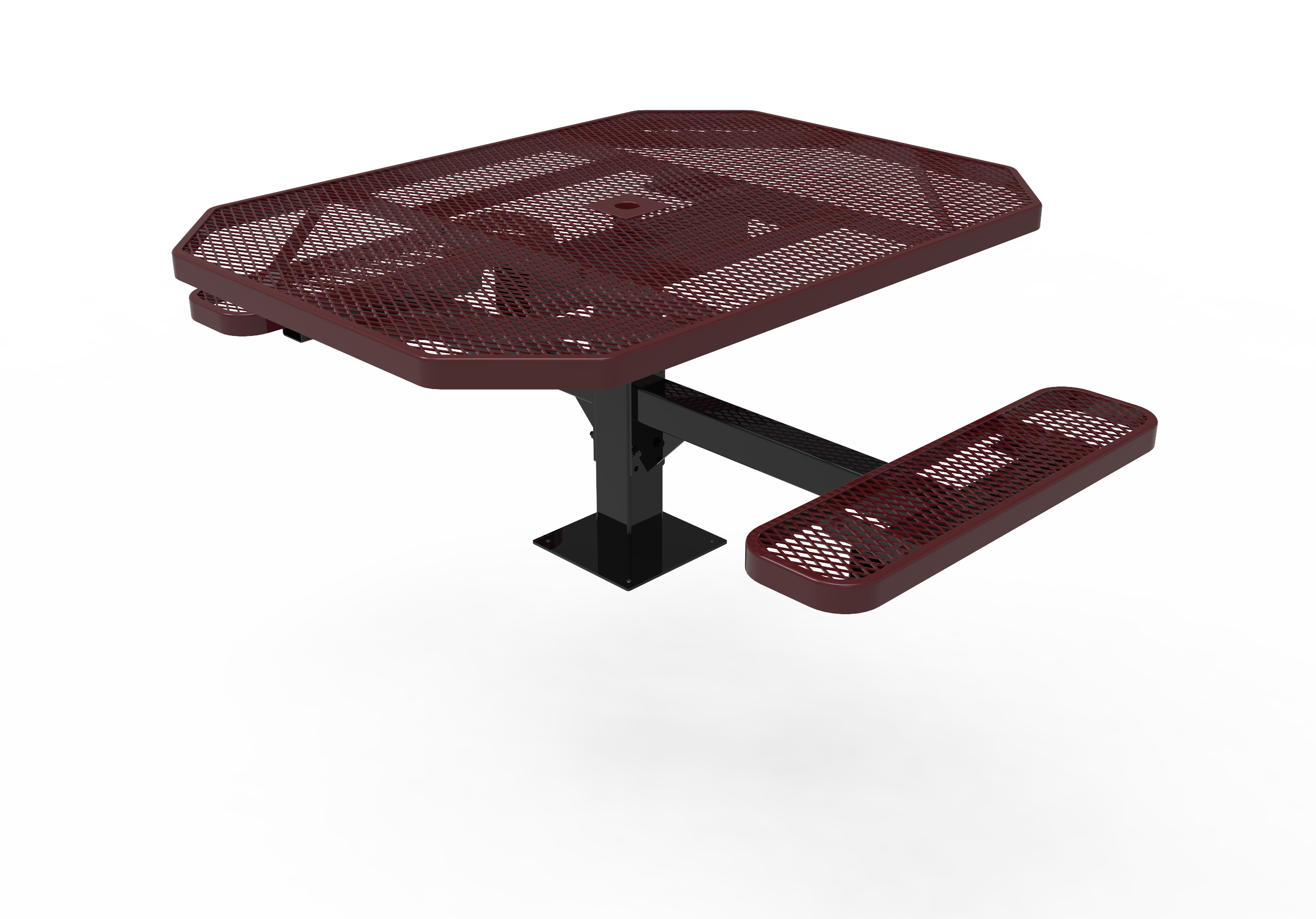 MyTCoat 46" Octagon Pedestal Table - Expanded Metal - Surface Mount