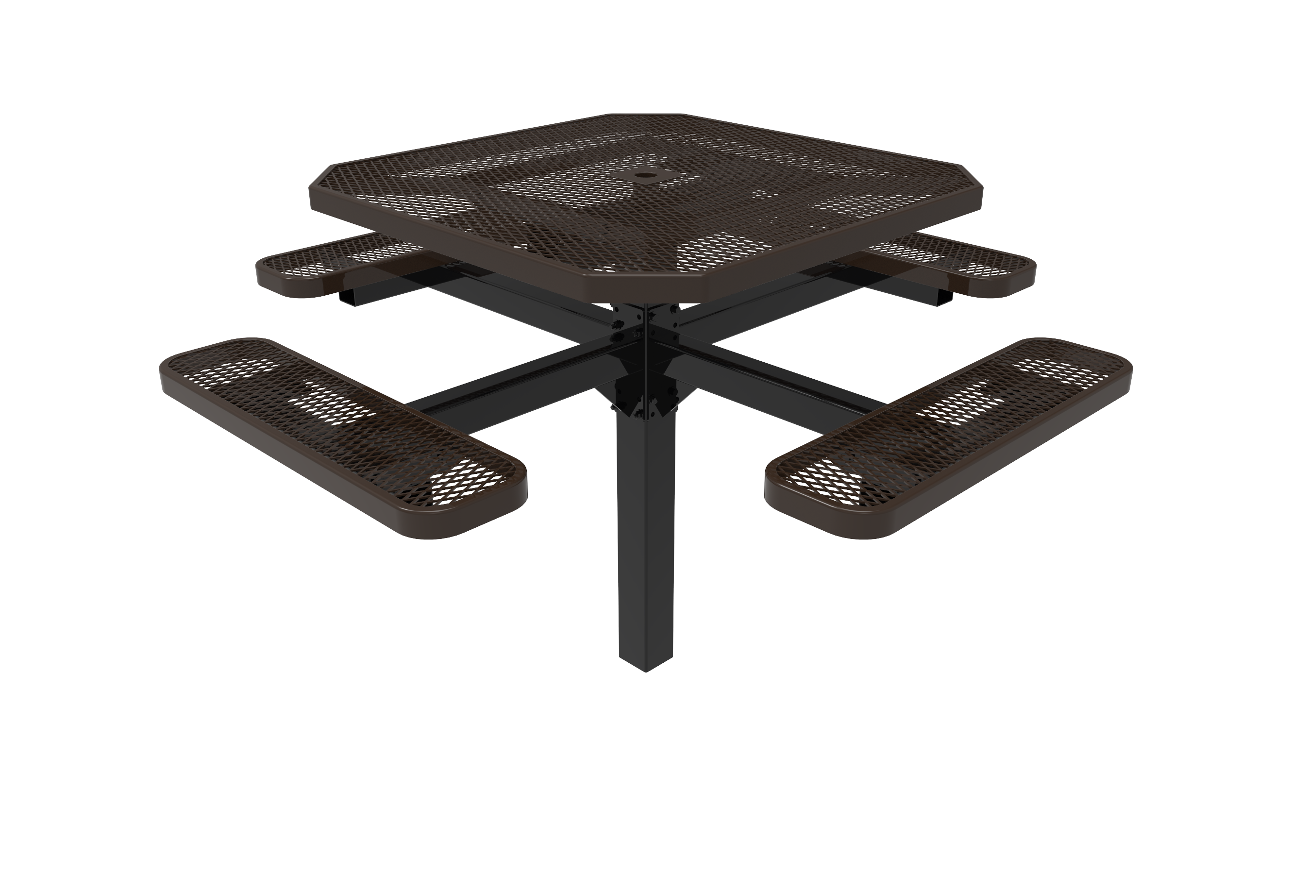 MyTCoat 46" Octagon Pedestal Table - Expanded Metal - Inground Mount