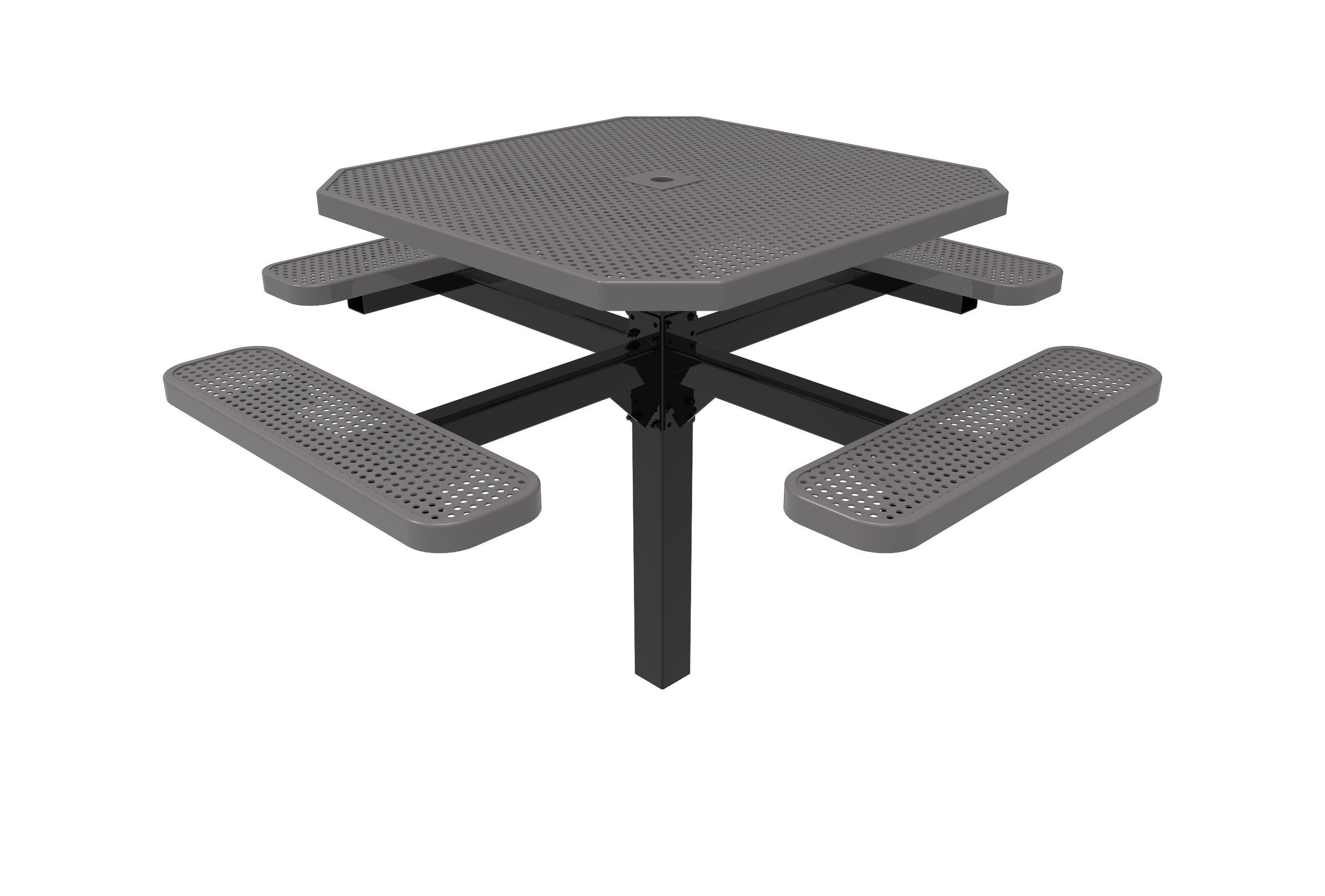 MyTCoat 46" Octagon Pedestal Table - Expanded Metal - Surface Mount46" Octagon Pedestal Table - Punched Steel - Inground Mount