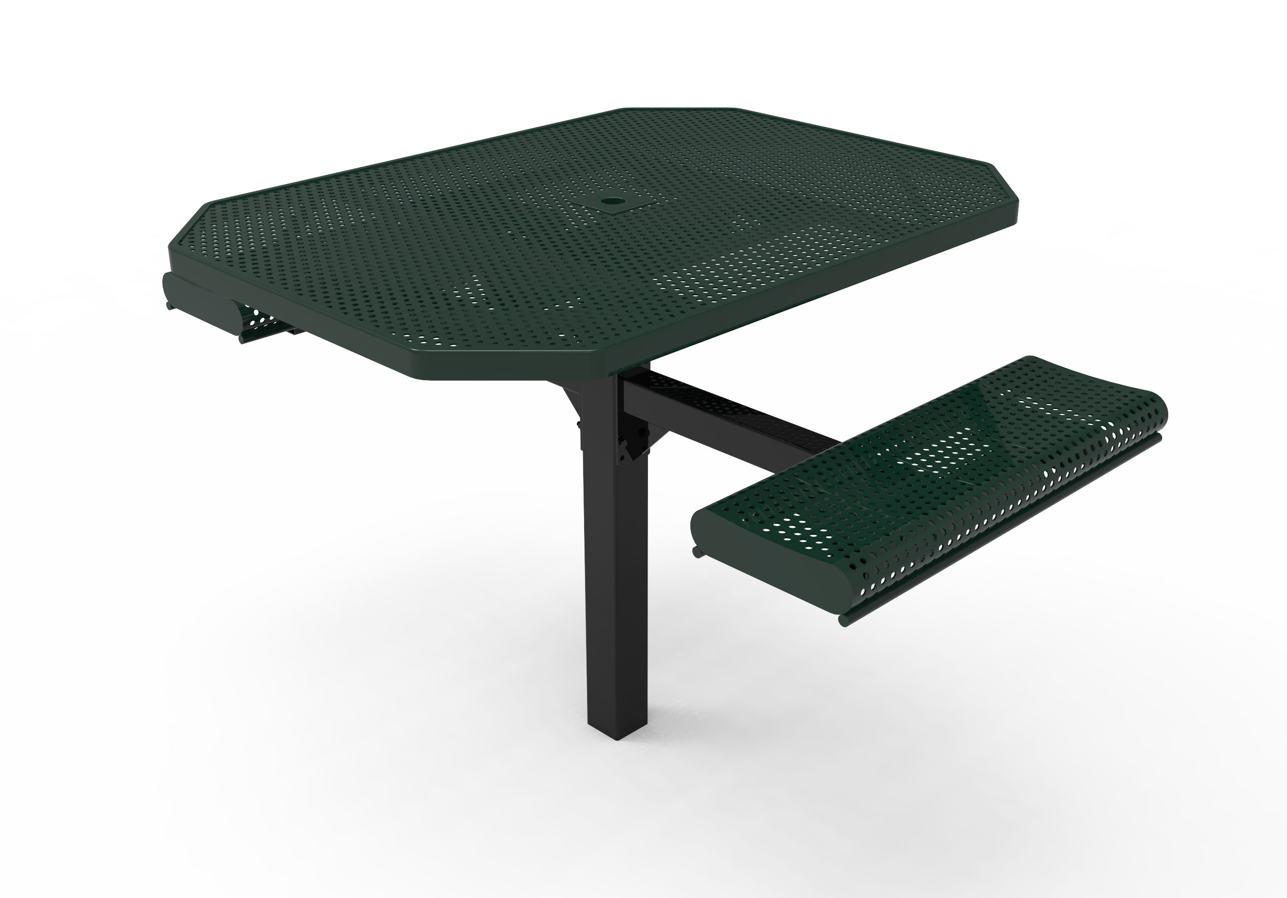 MyTCoat 46" Octagon Pedestal Table With Rolled Seats - Punched Steel - Inground Mount