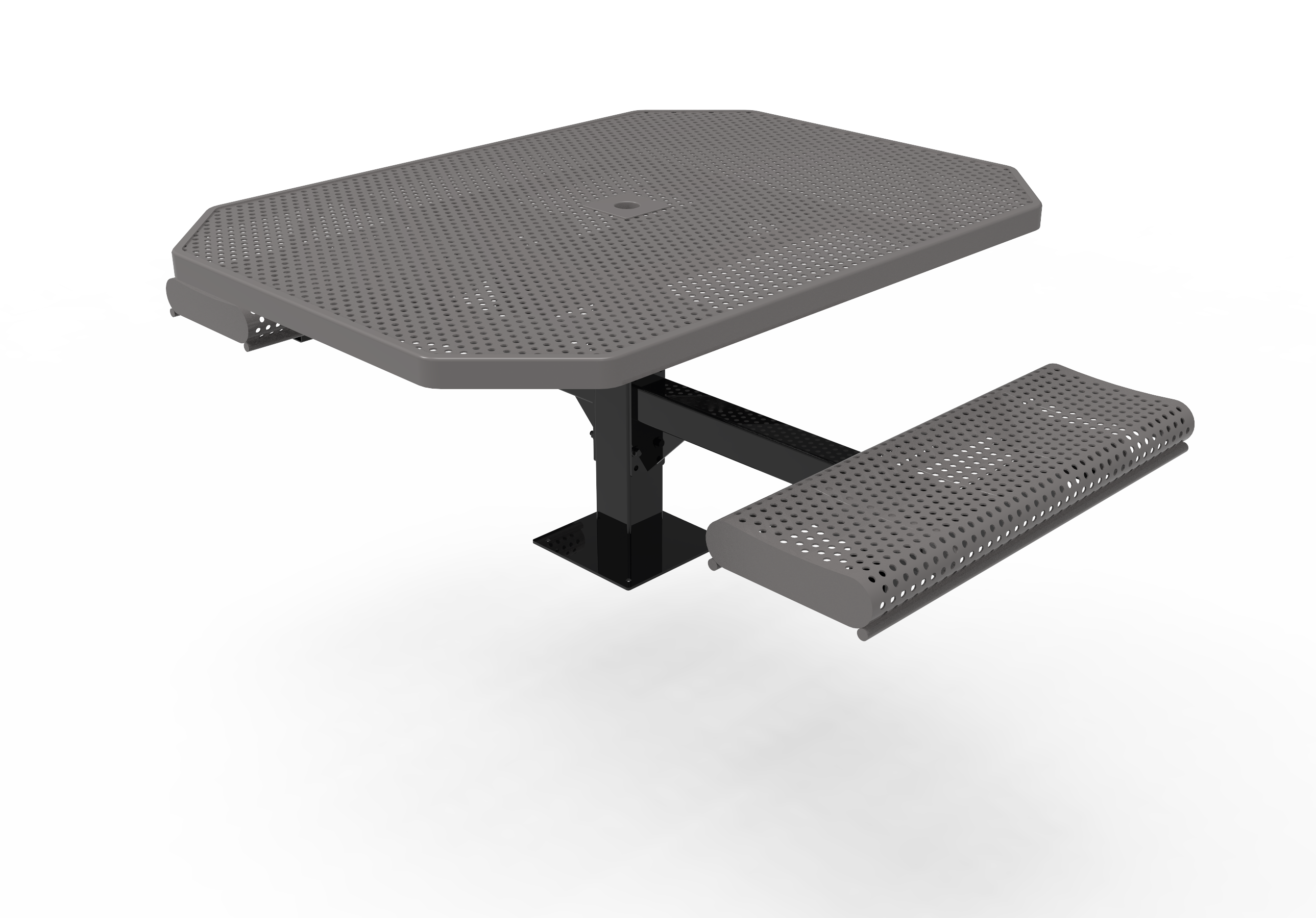 MyTCoat 46" Octagon Pedestal Table With Rolled Seats - Punched Steel - Surface Mount