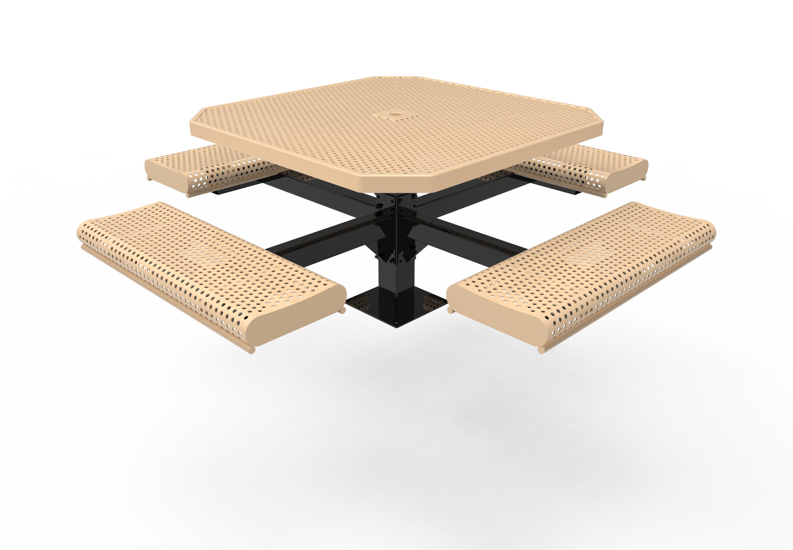 MyTCoat 46" Octagon Pedestal Table With Rolled Seats - Punched Steel - Surface Mount