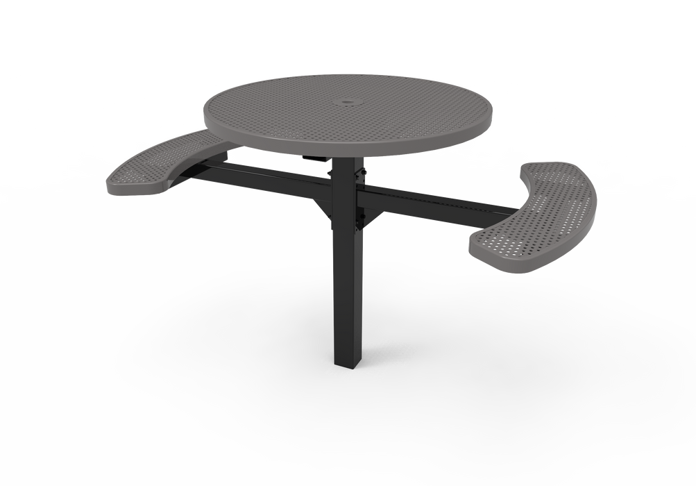 MyTCoat 46" Round Pedestal Table - Punched Steel - Inground Mount