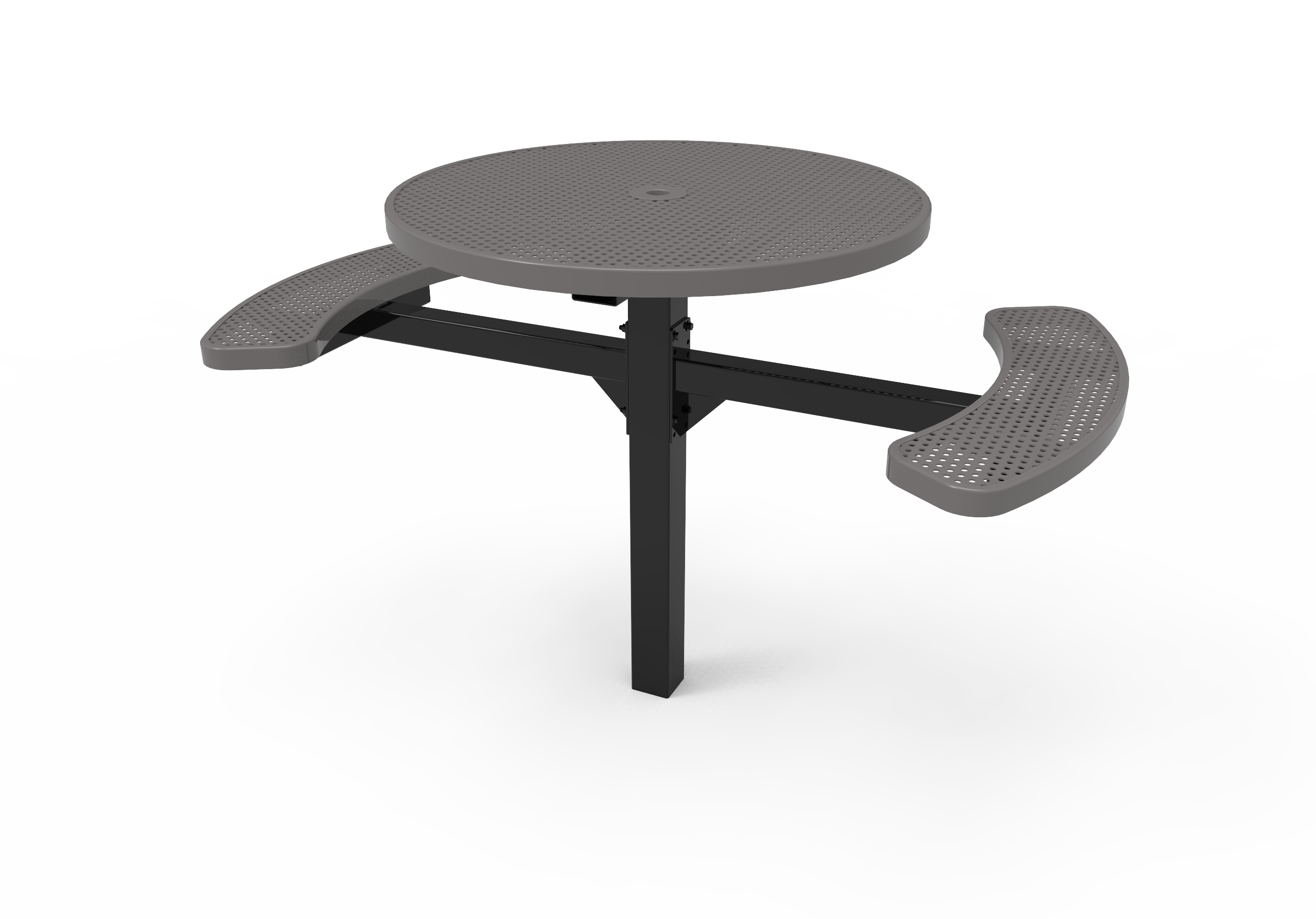 MyTCoat 46" Round Pedestal Table - Punched Steel - Inground Mount