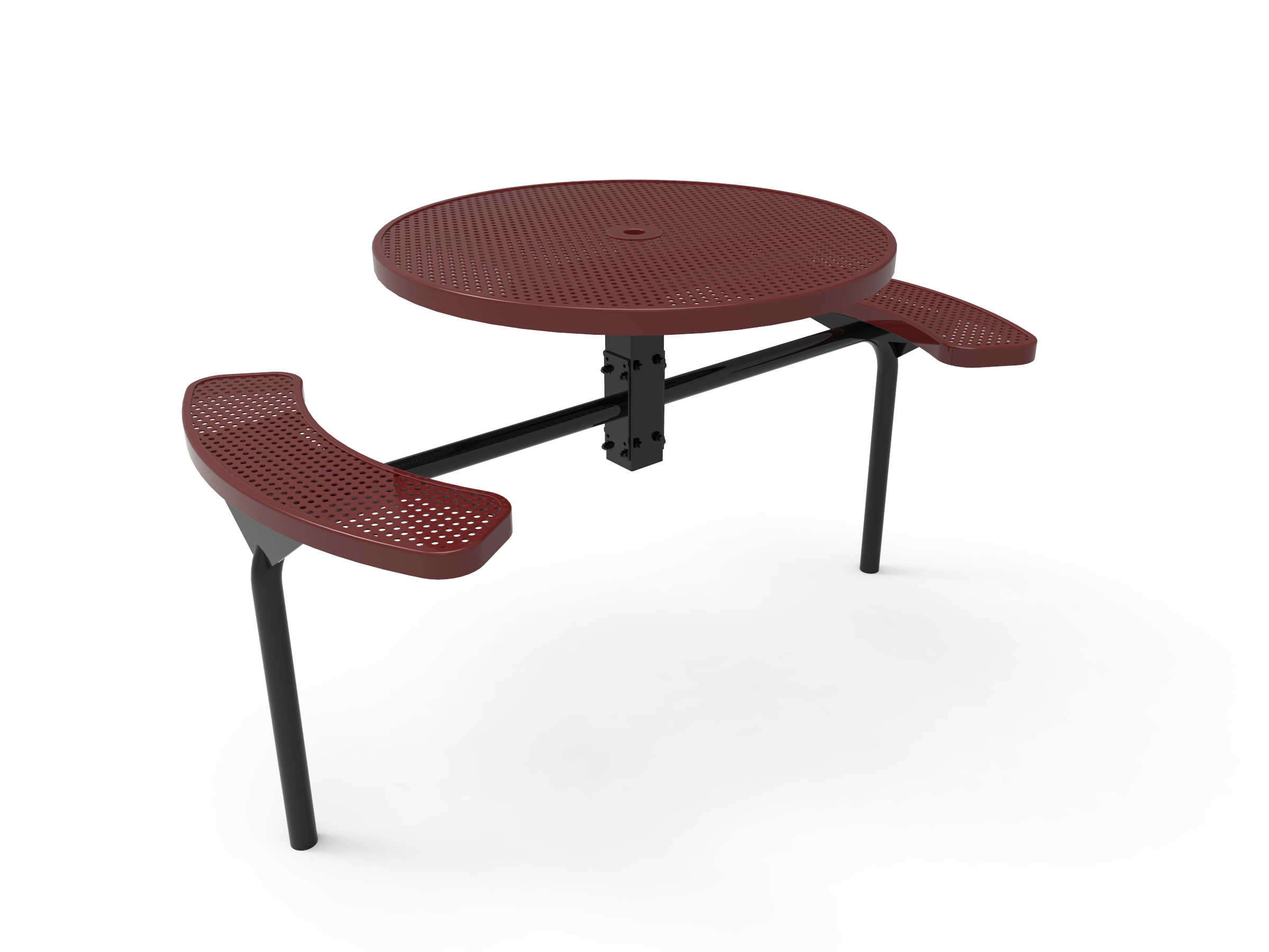 MyTCoat 46” Round Nexus Pedestal Table - Punched Steel - Inground Mount