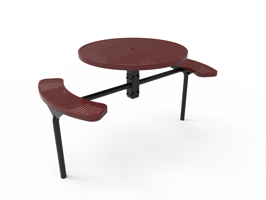 MyTCoat 46” Round Nexus Pedestal Table - Punched Steel - Inground Mount