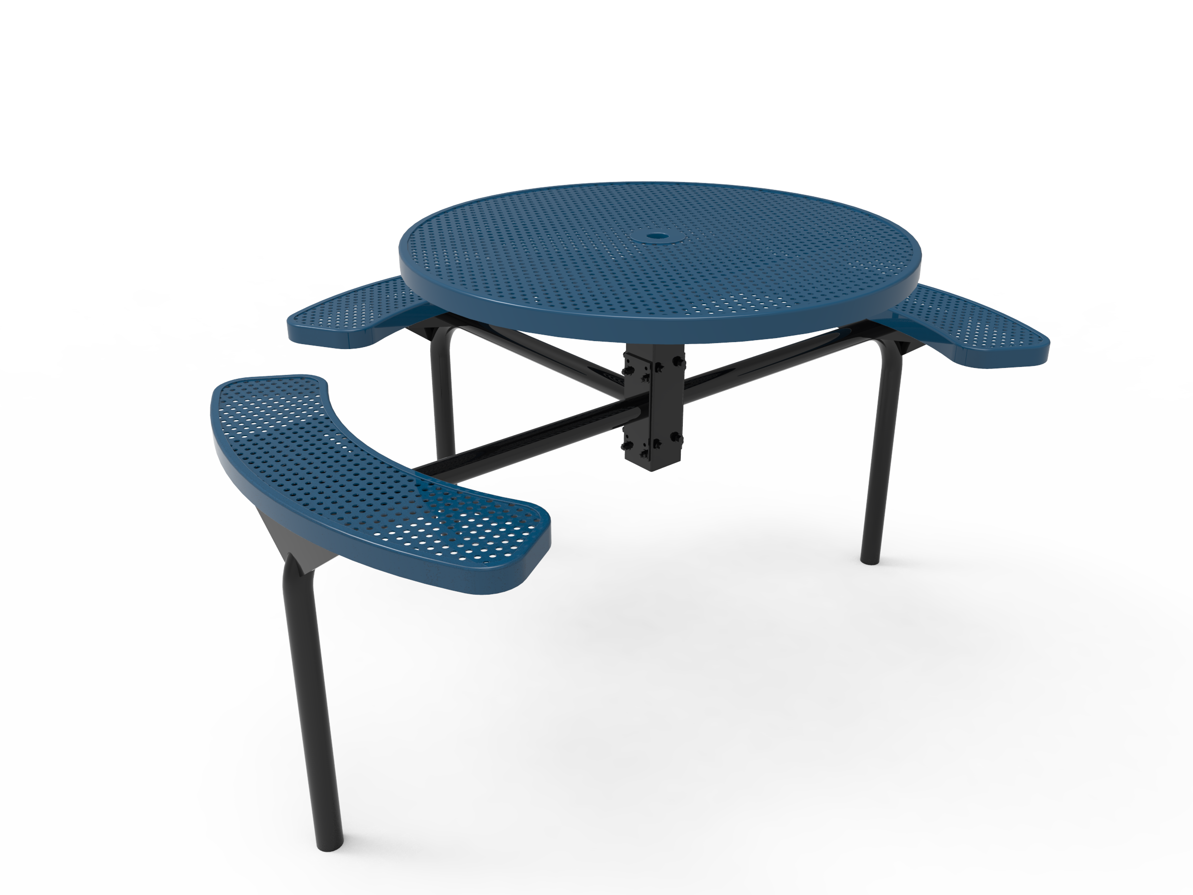 MyTCoat 46” Round Nexus Pedestal Table - Punched Steel - Inground Mount