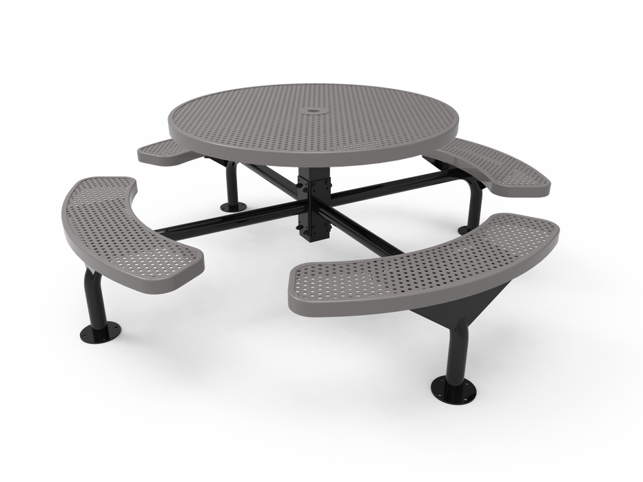 MyTCoat 46” Round Nexus Pedestal Table - Punched Steel - Surface Mount