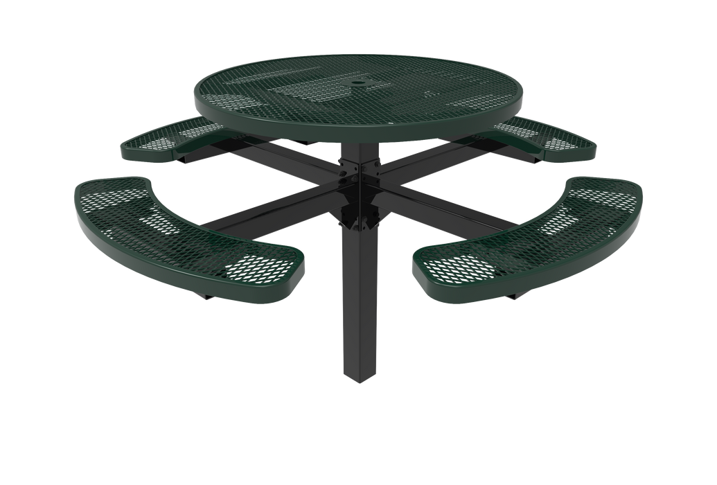 MyTCoat 46" Round Pedestal Table - Expanded Metal - Inground Mount