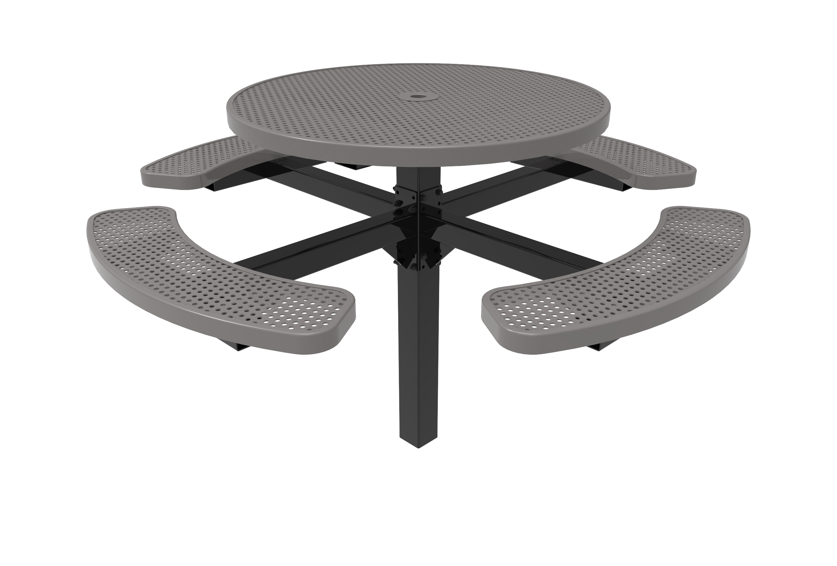 MyTCoat 46" Round Pedestal Table - Punched Steel - Inground Mount