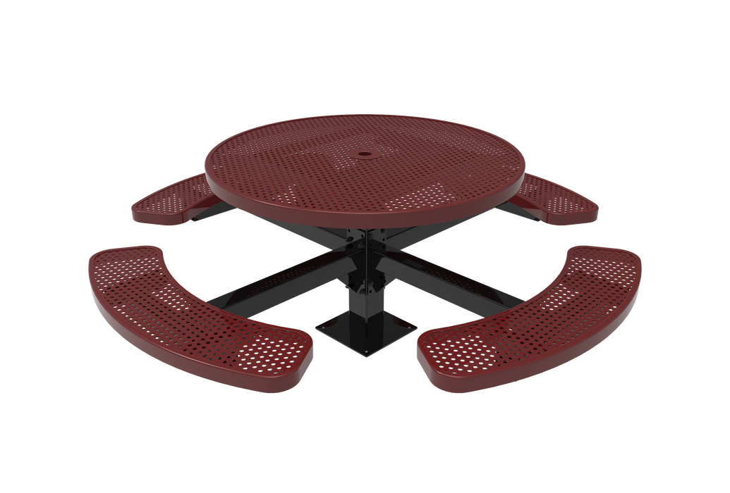 MyTCoat 46" Round Pedestal Table - Punched Steel - Surface Mount