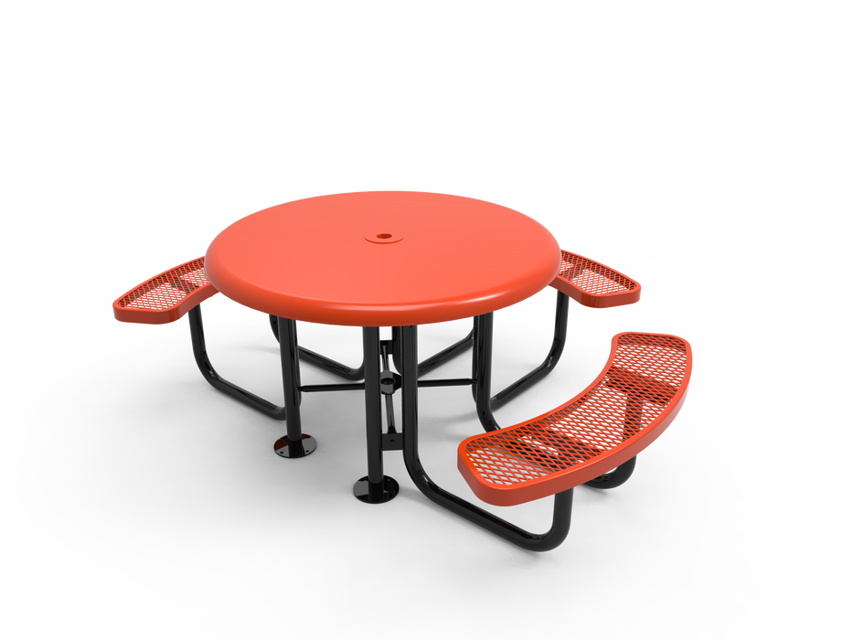 MyTCoat 46” Round Solid Top Portable Table - Expanded Metal