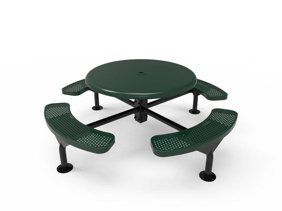 MyTCoat 46” Round Nexus Pedestal Table - Solid Top - Punched Steel - Surface Mount