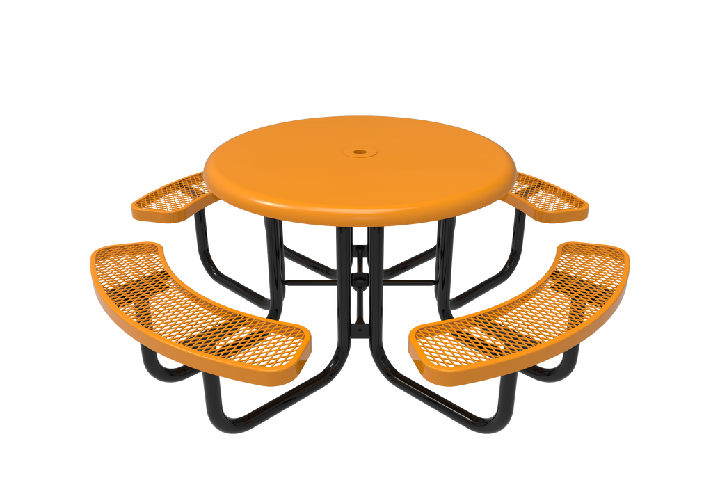 MyTCoat 46” Round Solid Top Portable Table - Expanded Metal