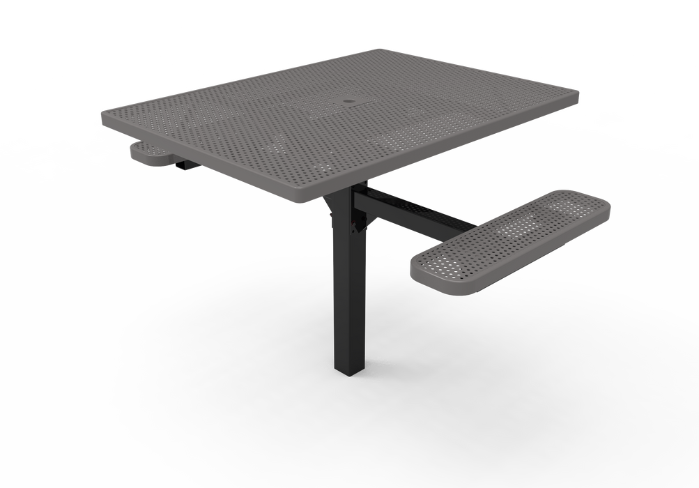 MyTCoat 46" Square Pedestal Table - Punched Steel - Inground Mount