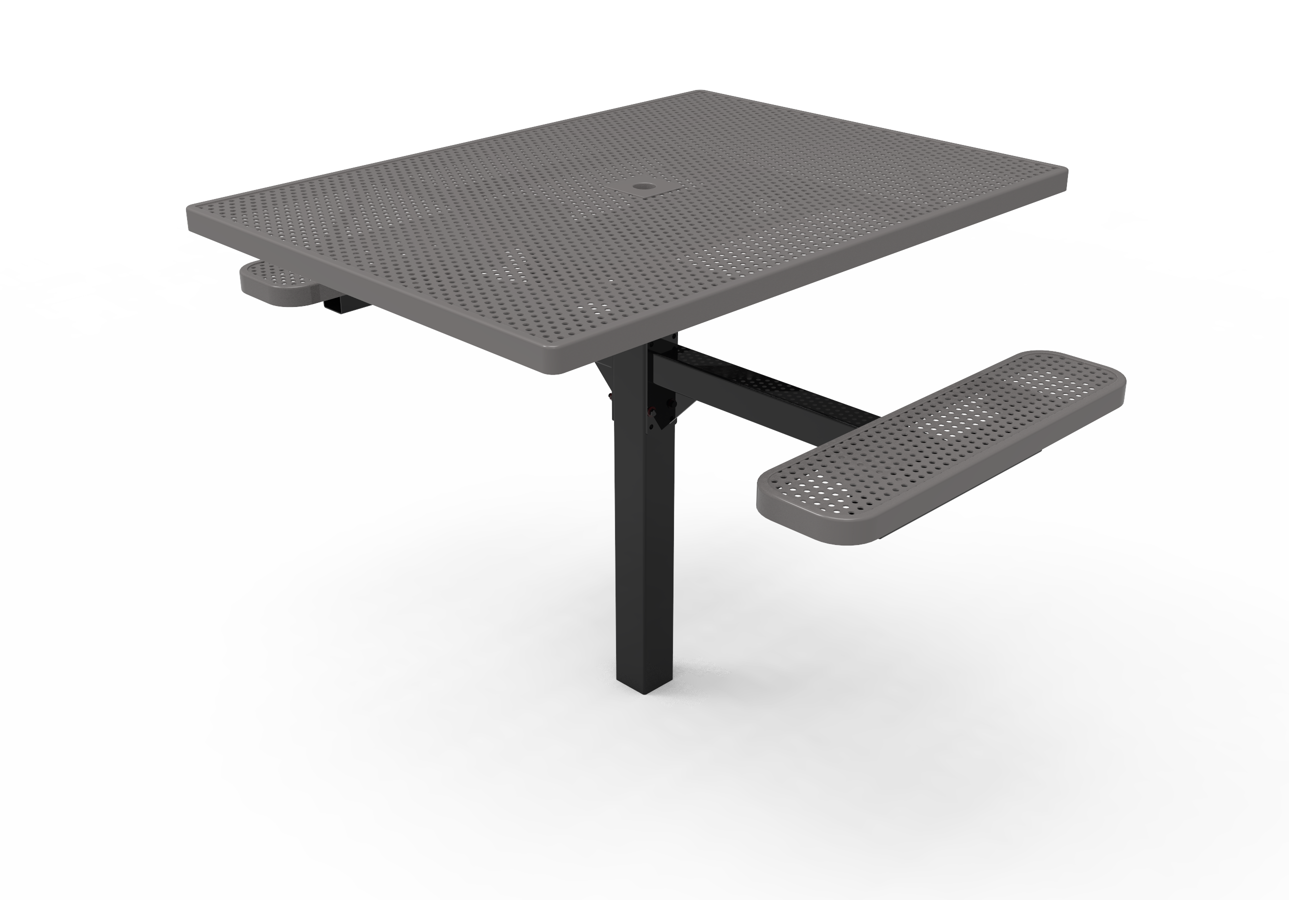 MyTCoat 46" Square Pedestal Table - Punched Steel - Inground Mount