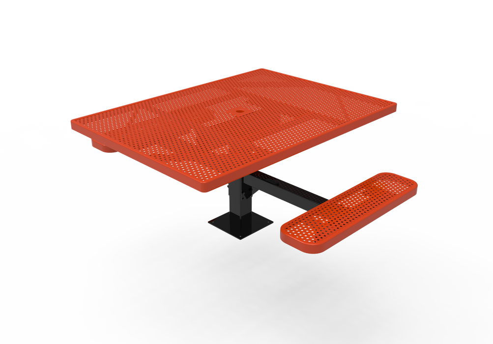 MyTCoat 46" Square Pedestal Table - Punched Steel - Surface Mount