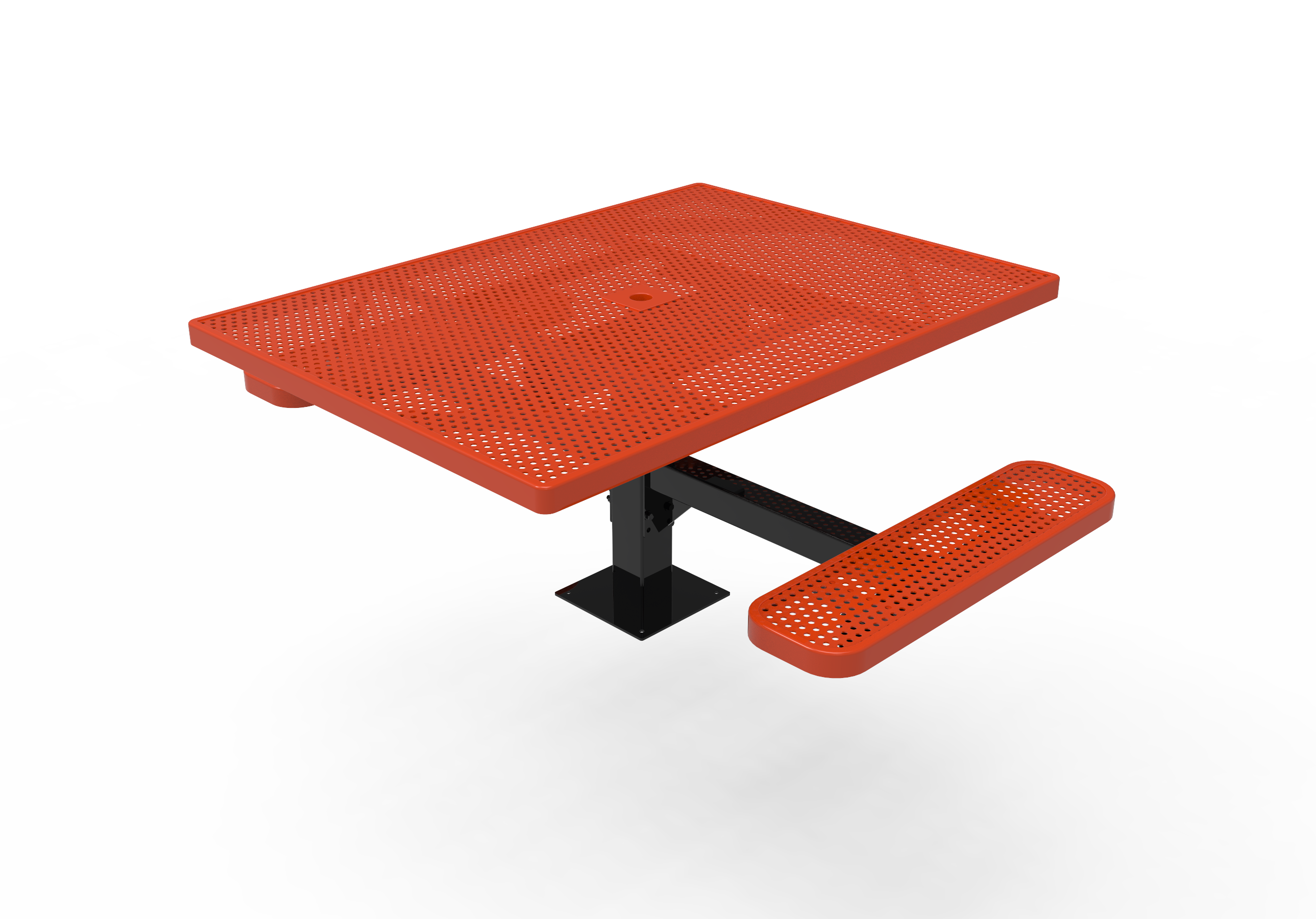 MyTCoat 46" Square Pedestal Table - Punched Steel - Surface Mount