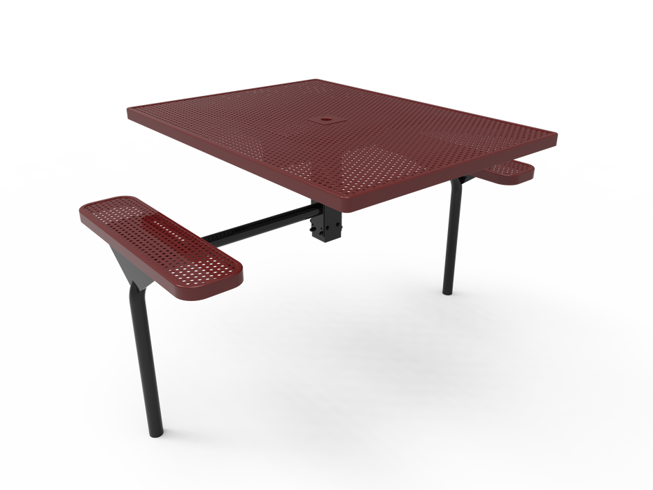 MyTCoat 46” Square Nexus Pedestal Table - Punched Steel - Inground Mount