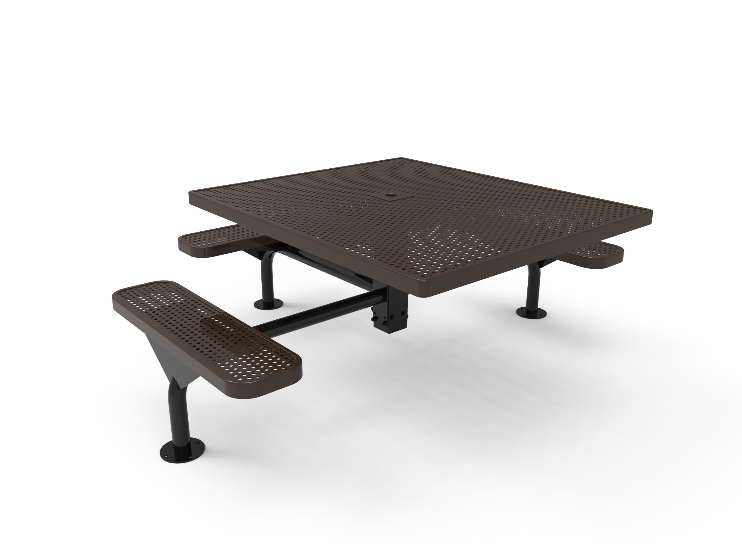 MyTCoat 46” Square Nexus Pedestal Table - Punched Steel - Surface Mount