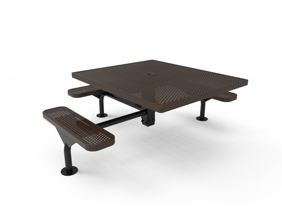 MyTCoat 46” Square Nexus Pedestal Table - Punched Steel - Surface Mount