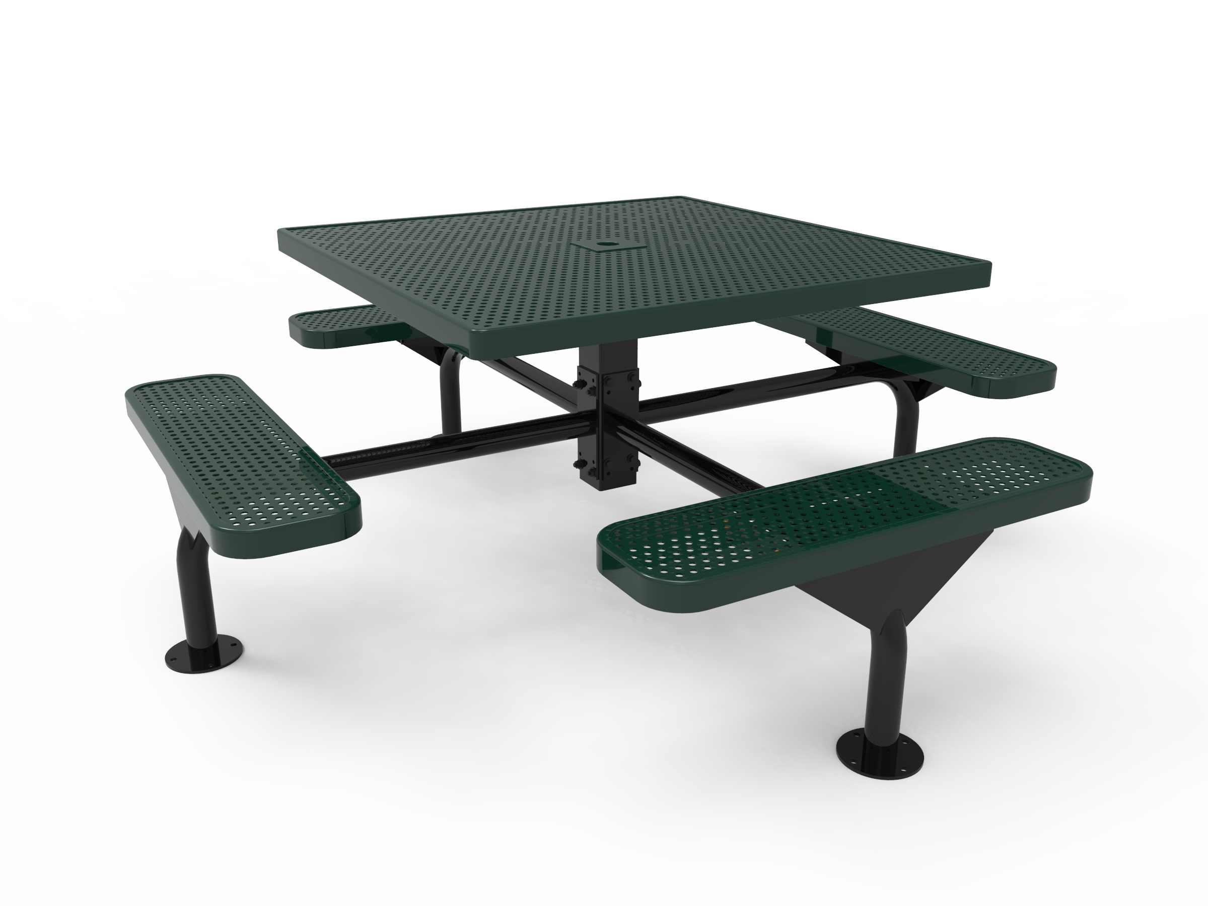 MyTCoat 46” Square Nexus Pedestal Table - Punched Steel - Surface Mount