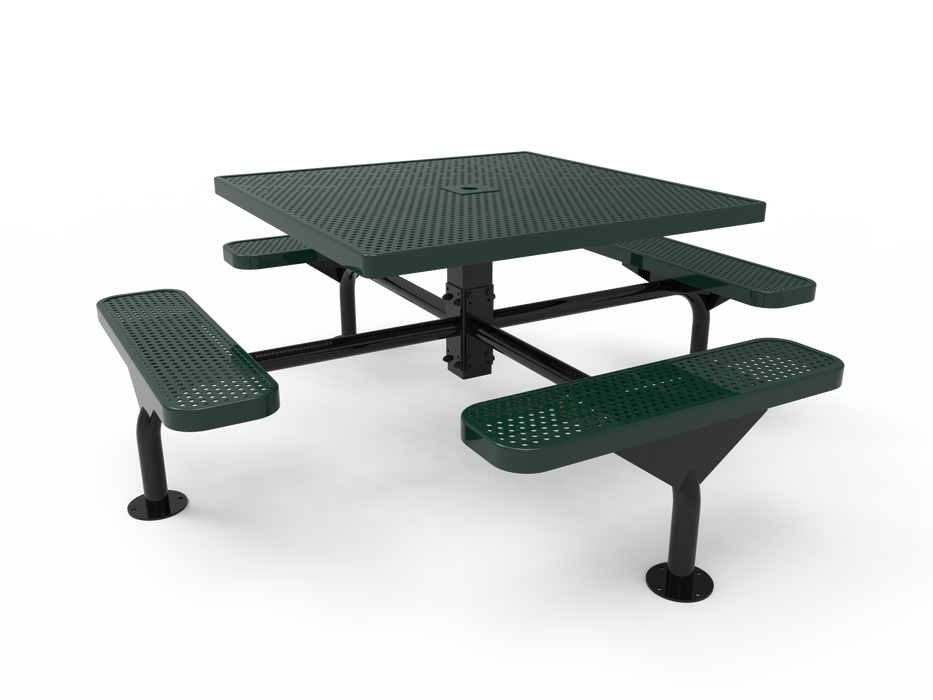 MyTCoat 46” Square Nexus Pedestal Table - Punched Steel - Surface Mount