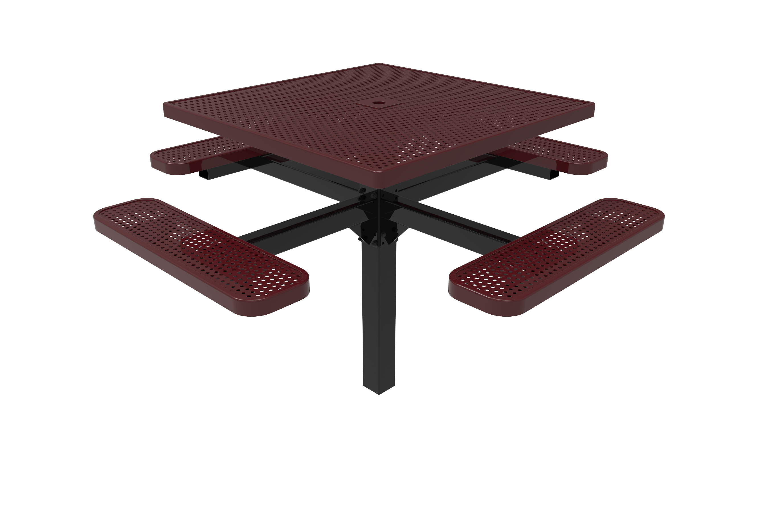 MyTCoat 46" Square Pedestal Table - Punched Steel - Inground Mount