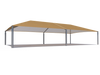 USA Shade Super Span 6-Post Hip with beige roof and metal frame on a white background