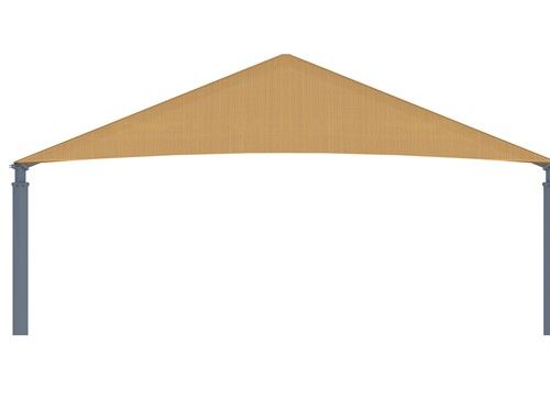 Beige patio USA Shade Super Span 6-Post Hip with metal frame on a white background