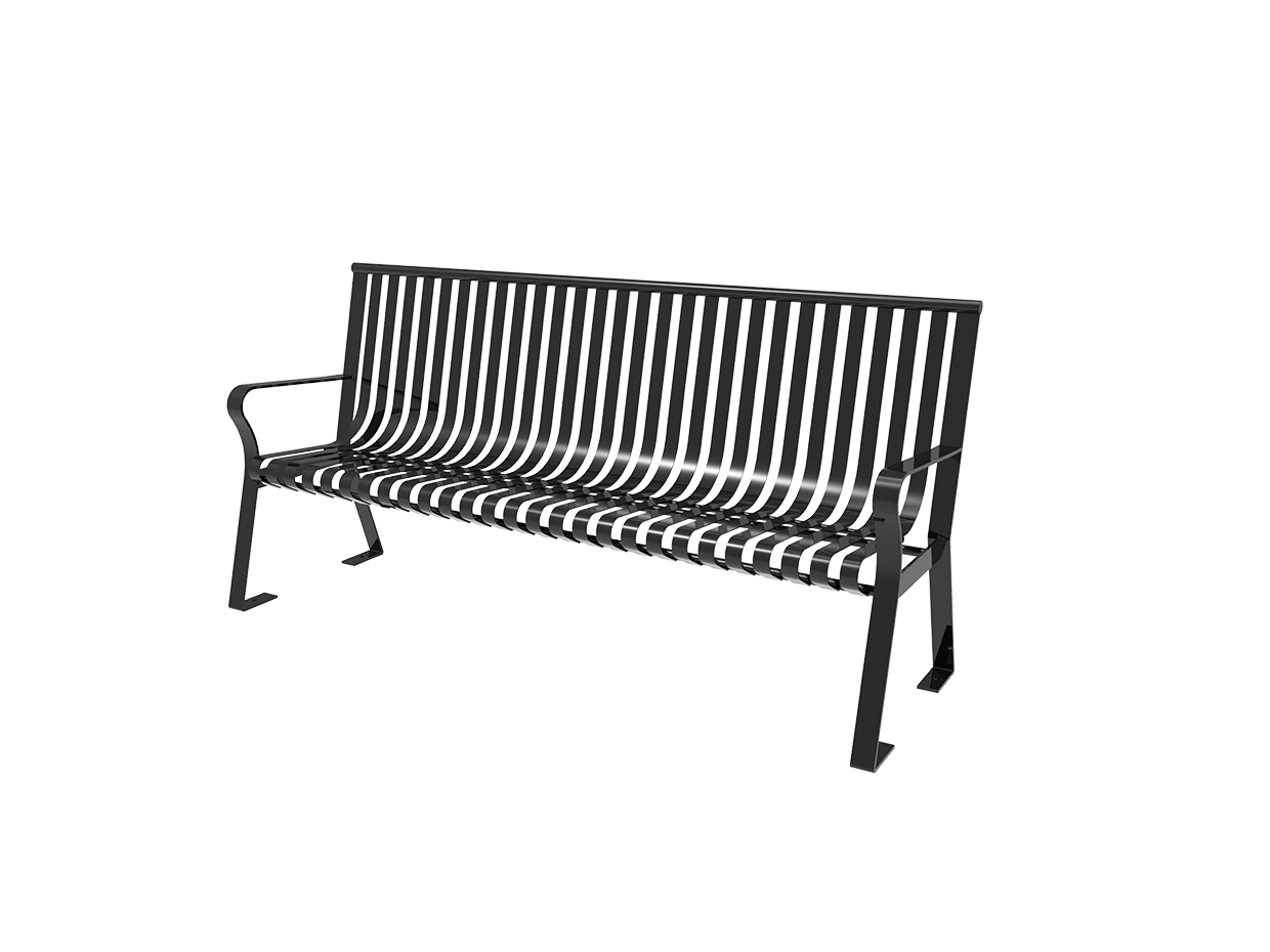 MyTCoat 4' - 6' Downtown Bench with Straight Back - Strap Metal - Portable or Surface Mount