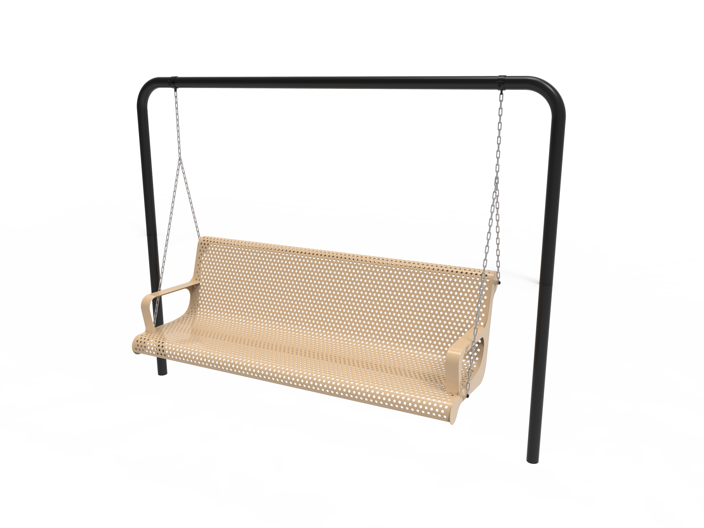 MyTCoat 4' - 6' Contoured Swing Bench with Arm - Punched Steel - Inground Mount