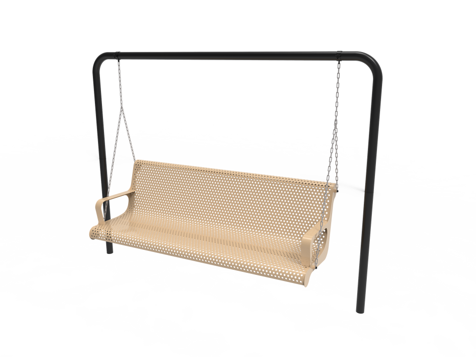 MyTCoat 4' - 6' Contoured Swing Bench with Arm - Punched Steel - Inground Mount