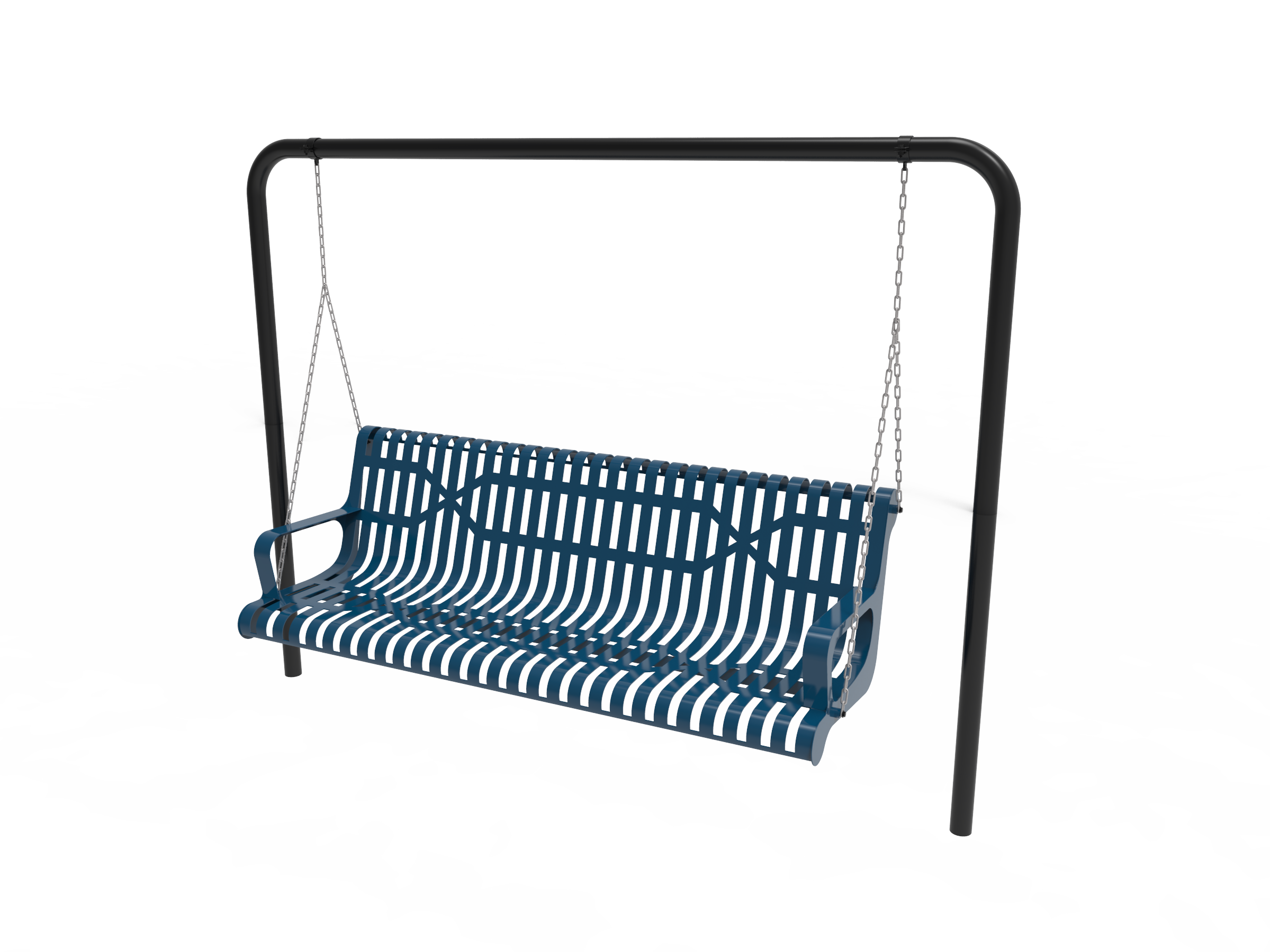 MyTCoat 4' - 6' Contoured Swing Bench with Arm - Slatted Steel - Inground Mount